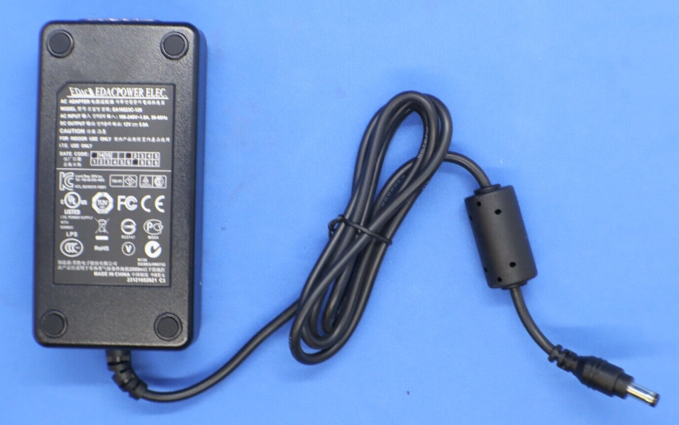 New EDAC EA10523C-120 12V DC 5A 2.5 x 5.5 x 11mm AC ADAPTER - Click Image to Close